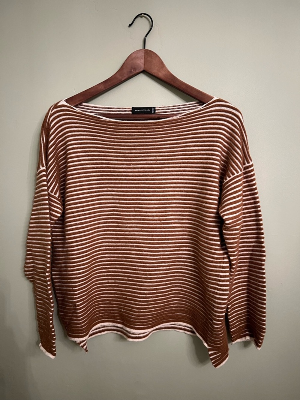 Striped Crewneck Sweater in Brown and Cream